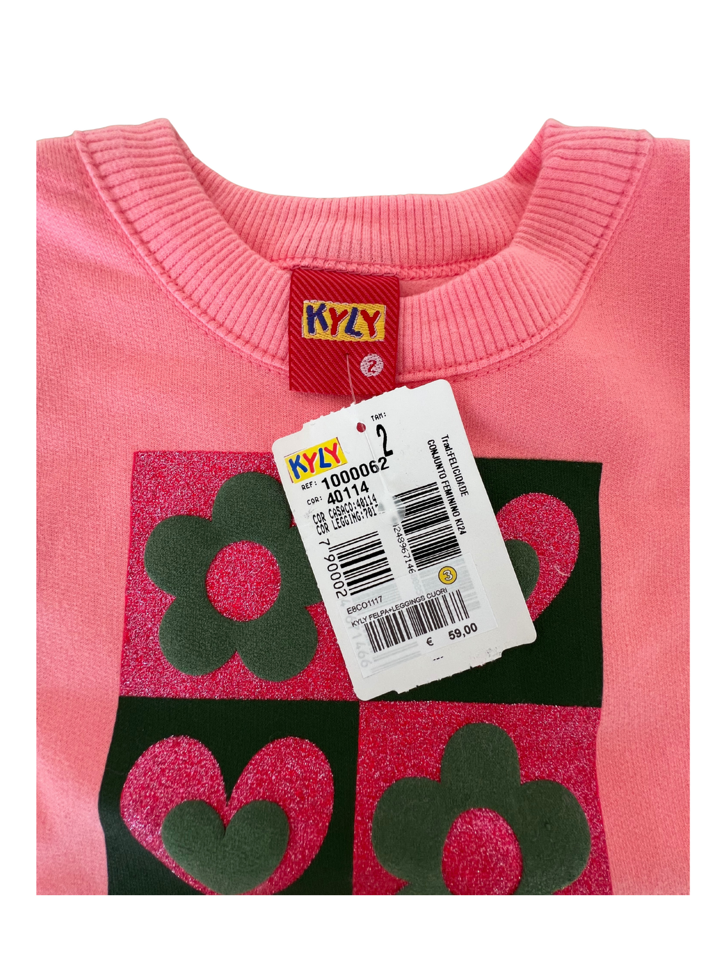 Set Kyly Felpa+ leggins rosa a cuori bambina Vesti Quasi Gratis